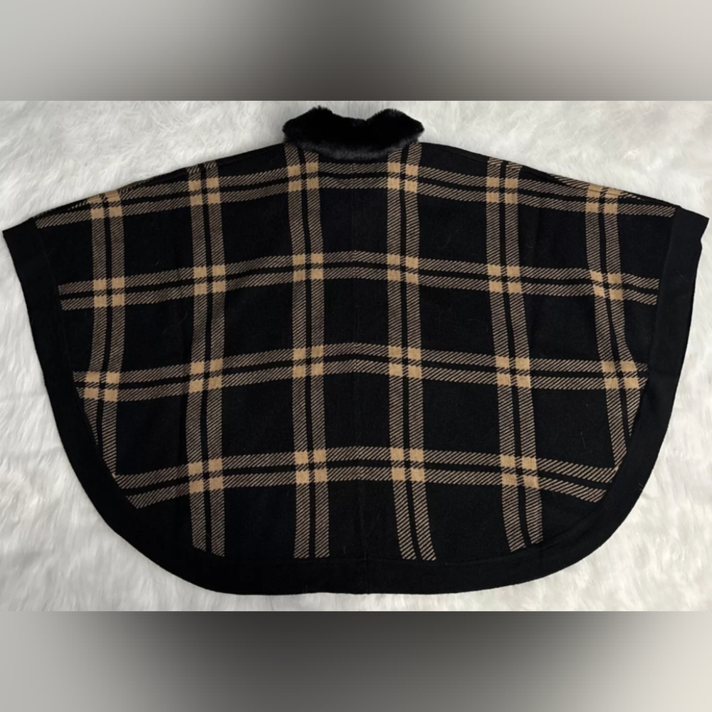 Anne Klein Zip Front Black/Camel Poncho Sweater Size XL NWT MSRP $159 - Picture 8 of 8
